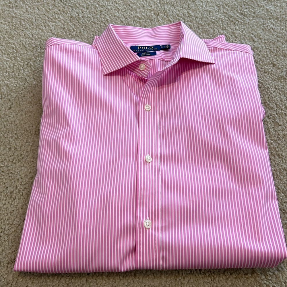 Polo by Ralph Lauren men’s long sleeve dress shirt.  Size 16/41 EUC